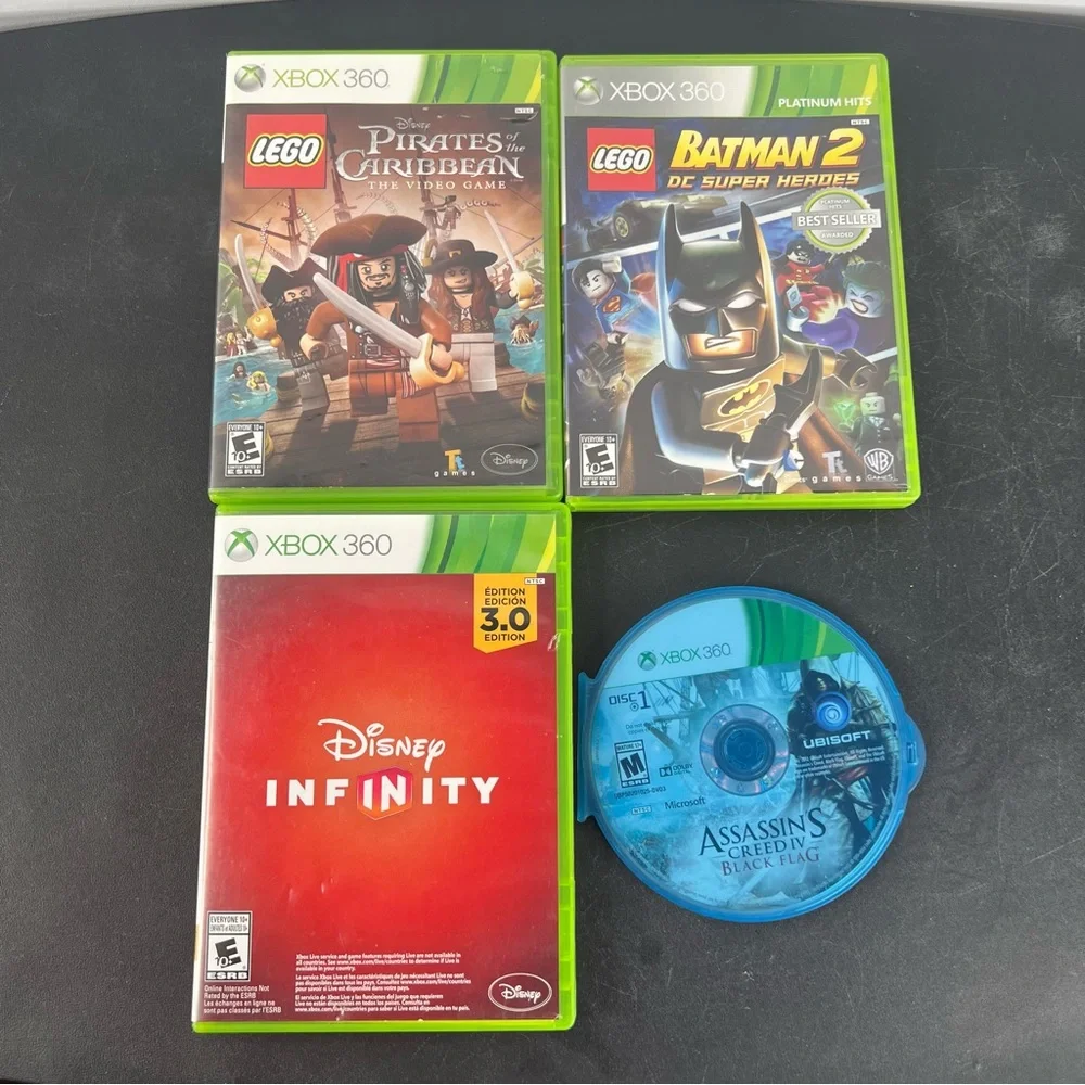 Microsoft Xbox 360 S 4GB Console System Bundle Lot With 8 Games Tested & Working